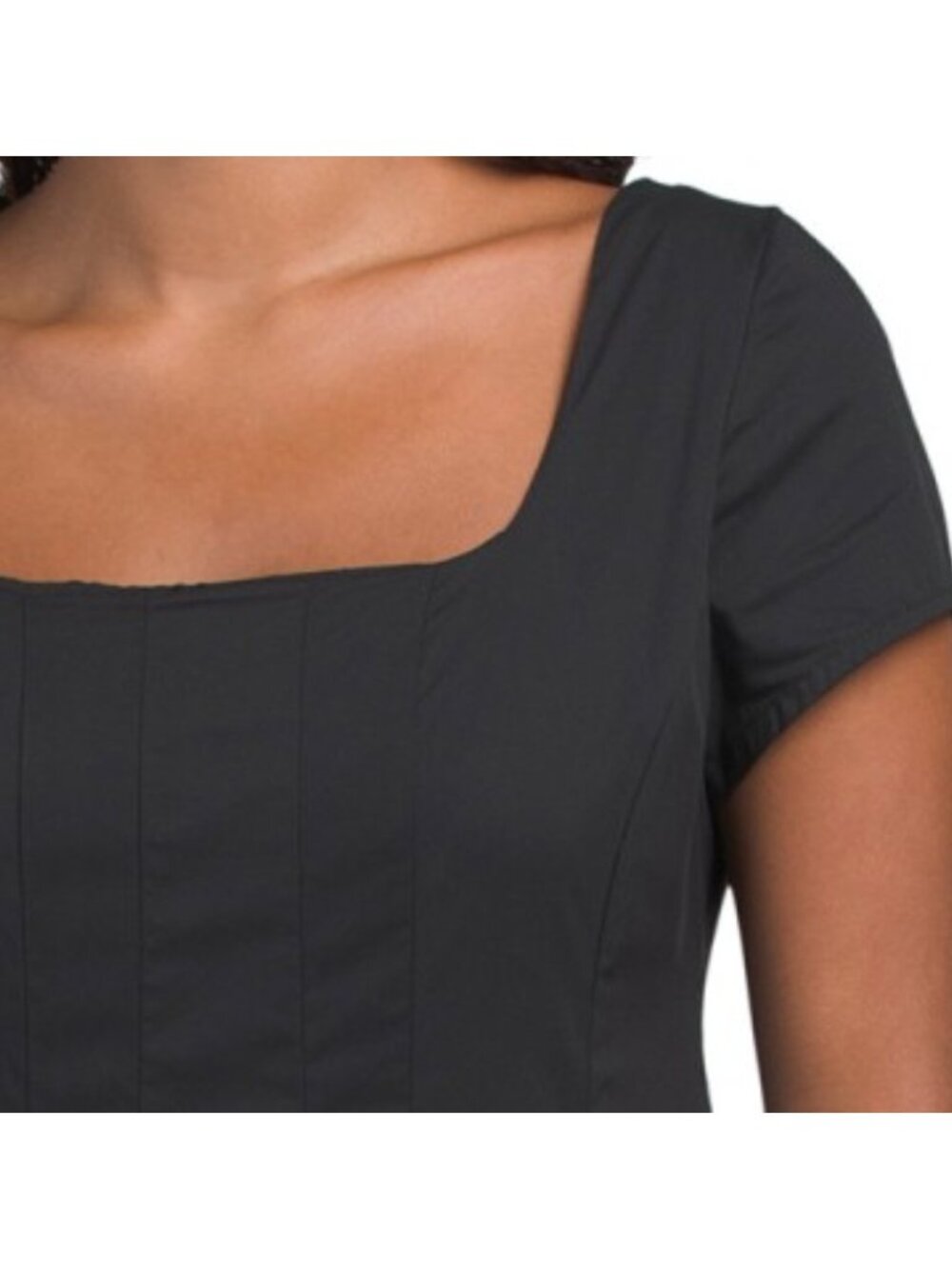 ELLEN TRACY Stretch Poplin Cap Sleeve Paneled Dress - Picture 3 of 4